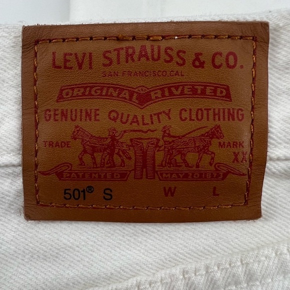 Levi’s 501 White Rough Hem Button Fly Jeans Size 30 Short Women’s - Picture 2 of 5